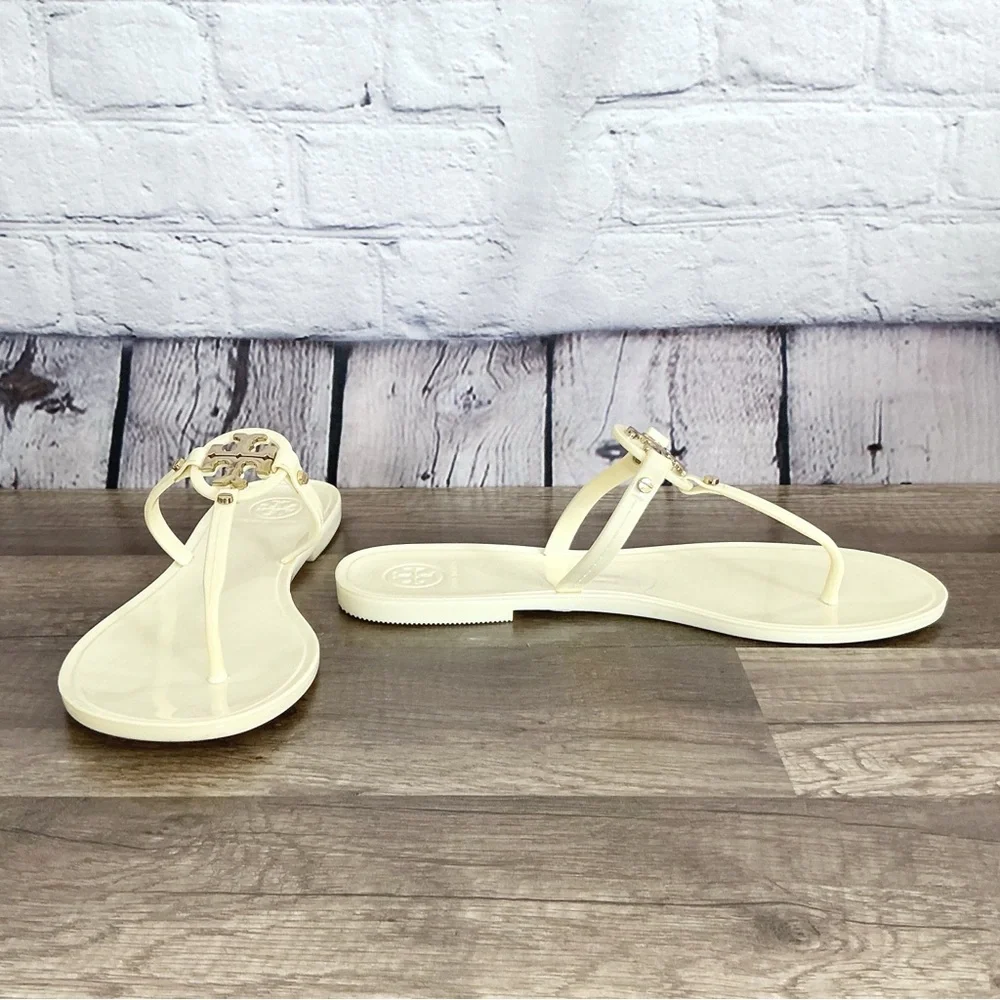 Tory Burch Mini Miller Jelly Flat Thong Ivory Size 8M